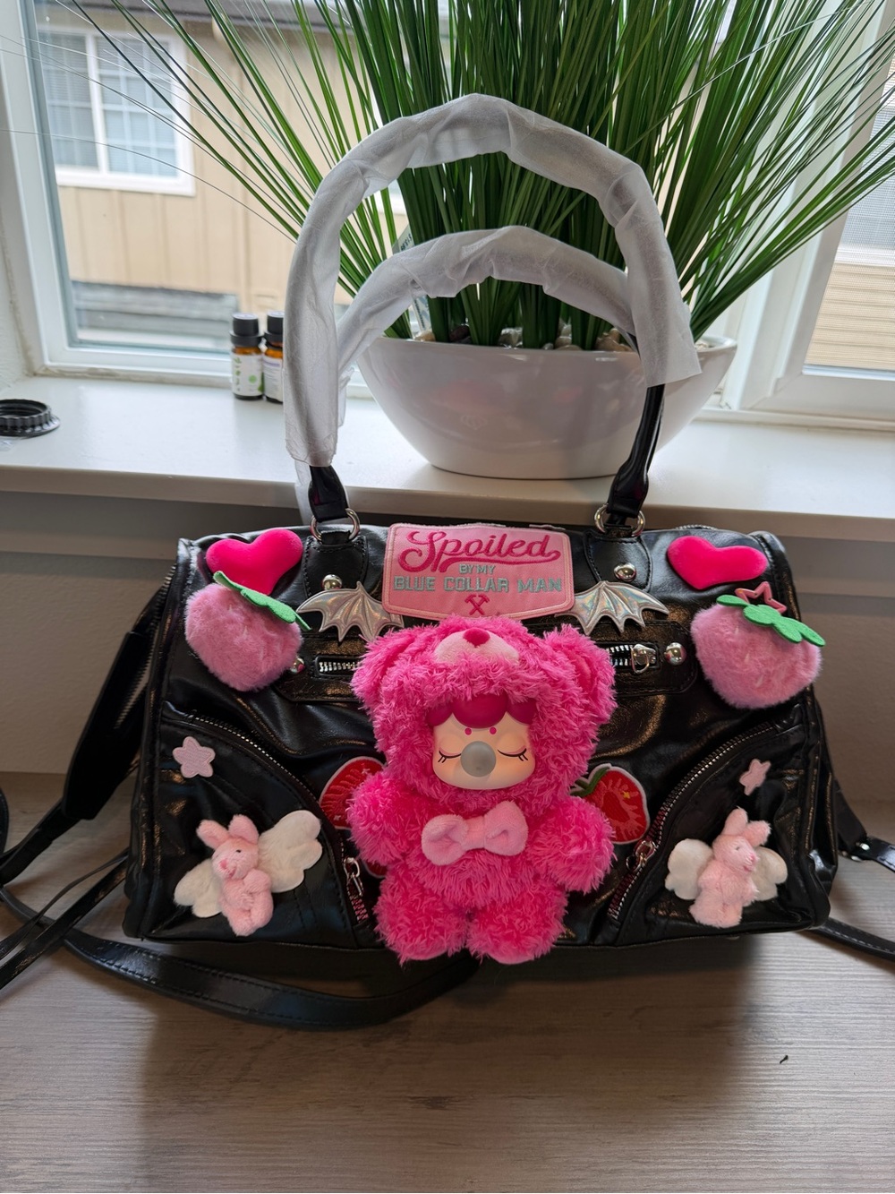 City bag leather with nanci plush (can be changed)